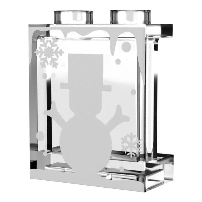 Winter Village Window with White Snowman 1x2x2 Panel - B3 Customs by B3 Customs