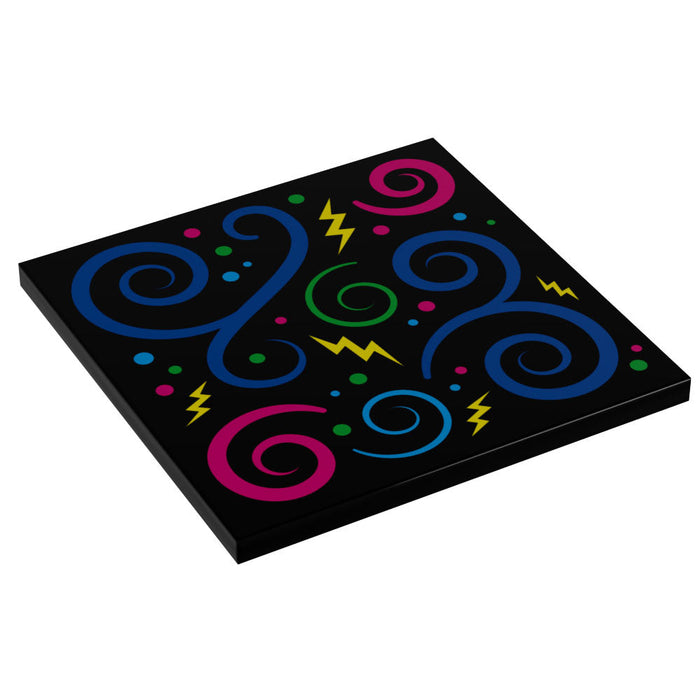 Retro 80's and 90's Arcade Carpet (Swirls) - Custom Printed 6x6 Tile for LEGO MOCs by B3 Customs
