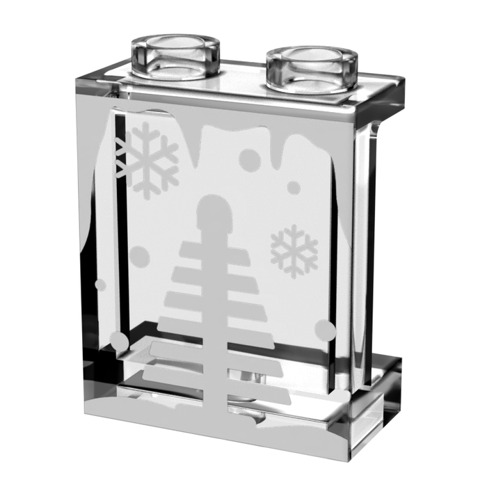 Winter Village Window with Christmas Tree 1x2x2 Panel - B3 Customs by B3 Customs