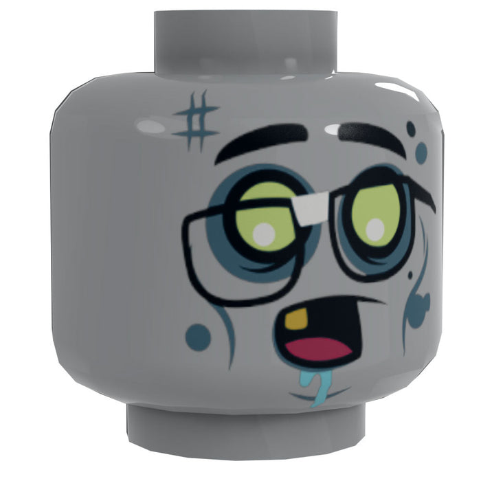 Zombie #4 Minifig Head w/ Glasses made using LEGO parts - B3 Customs by B3 Customs