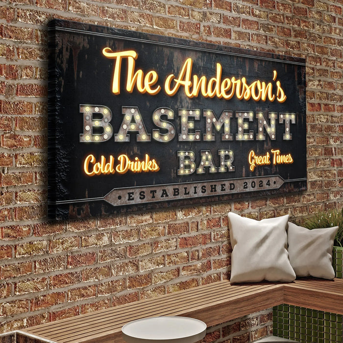 Custom Vintage Rust Basement Bar Sign III by Tailored Canvases