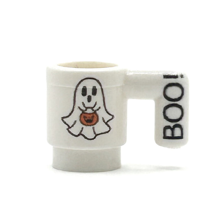 Boo! Ghost w/ Pumpkin Mug for Minifigs made using LEGO part by B3 Customs