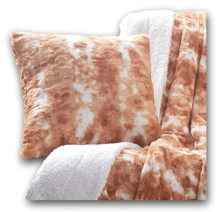 DaDa Bedding Amber Orange Brown Faux Fur Pillow Cover by DaDalogy Bedding Collection