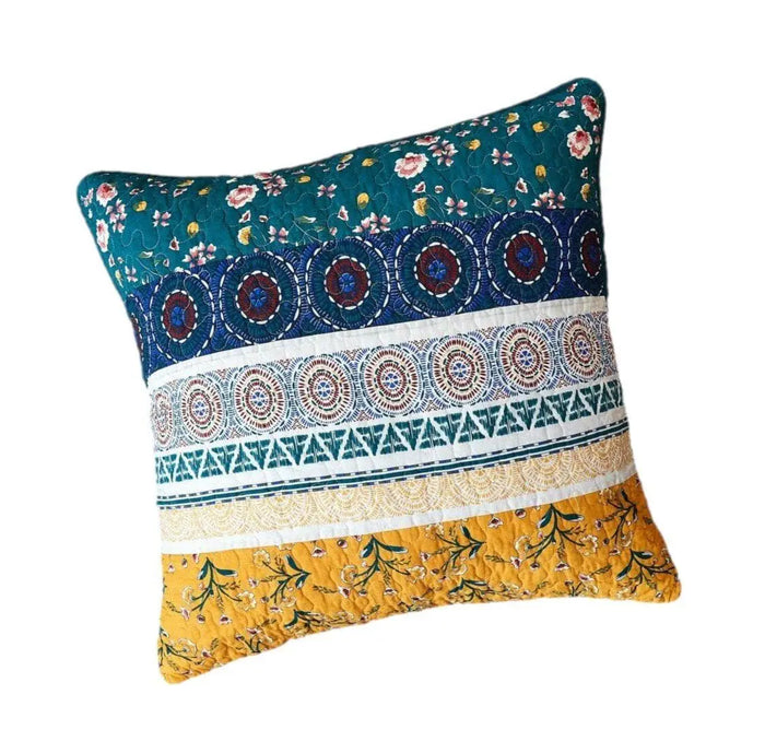 DaDa Bedding Bohemian Patchwork Bed of Wild Flowers Floral Gardenia Euro Pillow Sham Cover, 26" x 26" (JHW886) by DaDalogy Bedding Collection