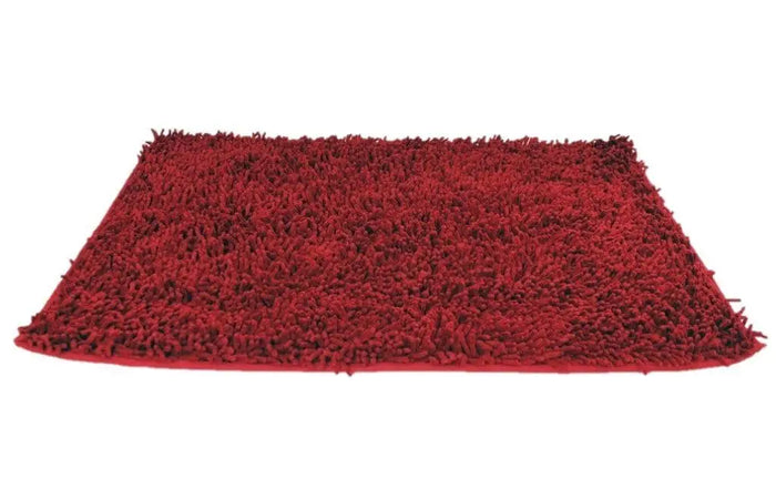 DaDa Bedding Burgundy Red Shaggy Soft Chenille Noodle Carpet Rug Bath Mat by DaDalogy Bedding Collection