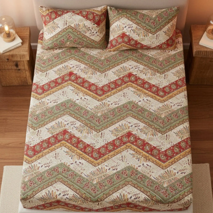 DaDa Bedding Cranberry Sage Floral Fitted Sheet Set by DaDalogy Bedding Collection