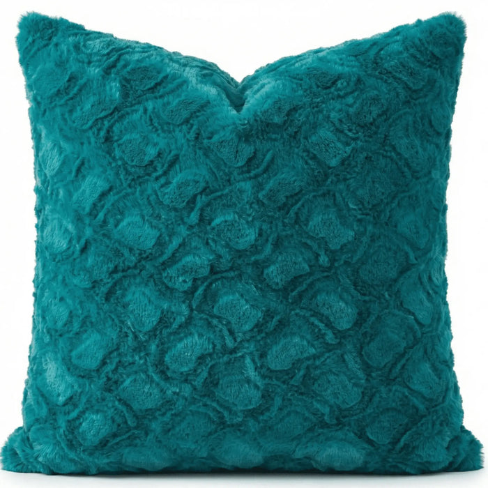 DaDa Bedding Emerald Green Blue Faux Fur Pillow Cover by DaDalogy Bedding Collection