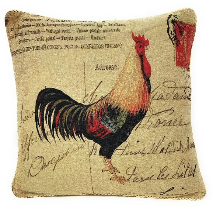 DaDa Bedding Glamorous Country Rooster Elegant Throw Pillow Cushion Cover - 18" - 1-Piece by DaDalogy Bedding Collection