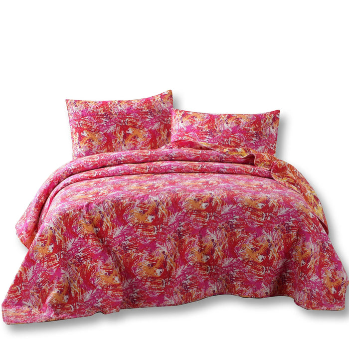 DaDa Bedding Lovely Pop of Colors Lightweight Reversible Quilted Bedspread Set (KBJ1625) by DaDalogy Bedding Collection