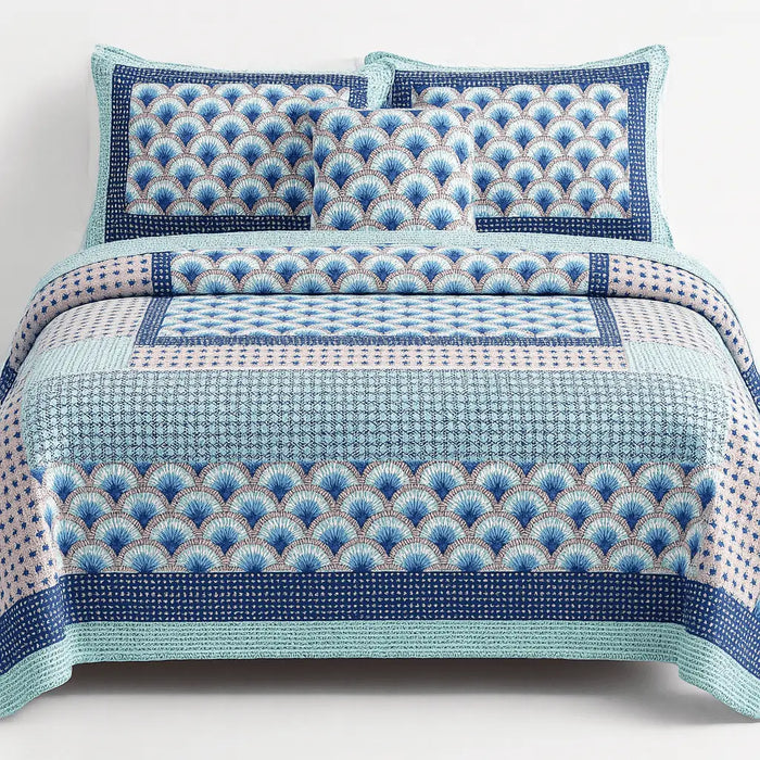 DaDa Bedding Mediterranean Blue Mint Patchwork Quilt Set by DaDalogy Bedding Collection