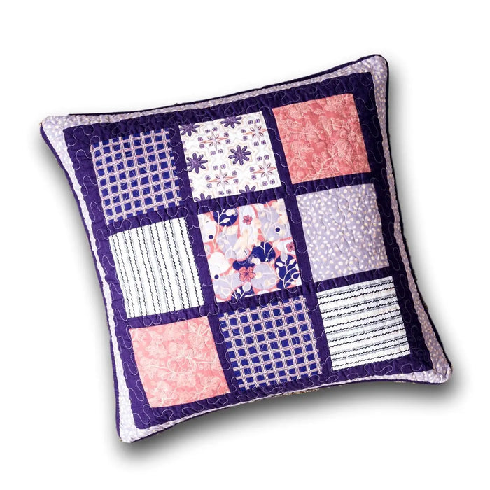 DaDa Bedding Peachy Blossoms Purple Floral Patchwork Euro Pillow Sham Cover, 26" x 26" - Designed in USA (JHW877) by DaDalogy Bedding Collection