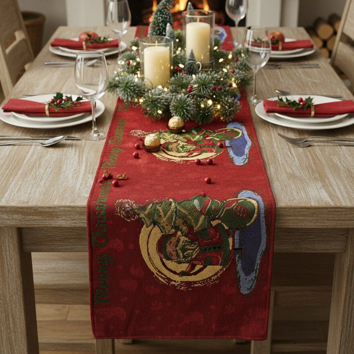 DaDa Bedding Red Santa Claus Christmas Tree Woven Tapestry Dining Table Runner (17615) by DaDalogy Bedding Collection