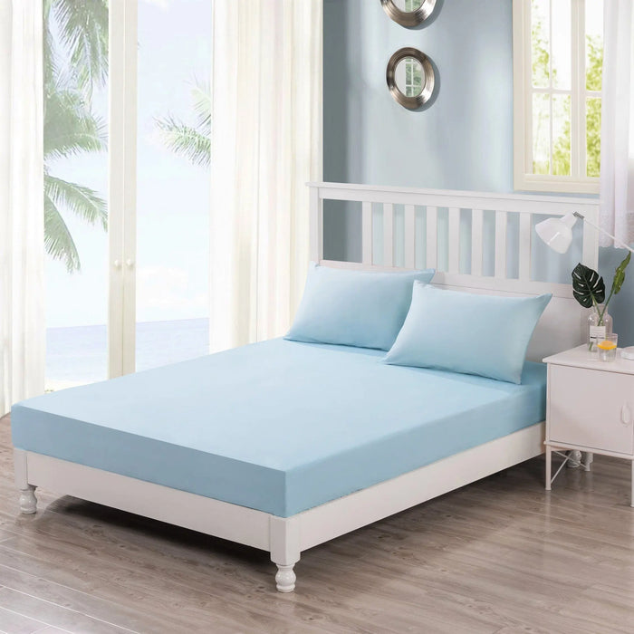 DaDa Bedding Seafoam Blue Cotton Fitted Sheet Set by DaDalogy Bedding Collection