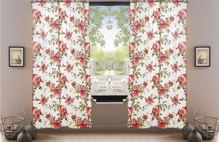 DaDa Bedding Set of 2-Pieces Romantic Roses Pink Floral Sheer Window Panel Curtains (JHW-879) by DaDalogy Bedding Collection