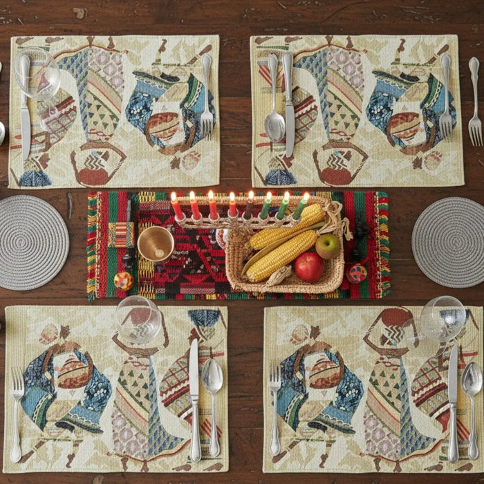 DaDa Bedding Set of 4-Pieces Dancing Women African Kwanzaa Tapestry Dining Table Placemats 13” x 19” (18117) by DaDalogy Bedding Collection