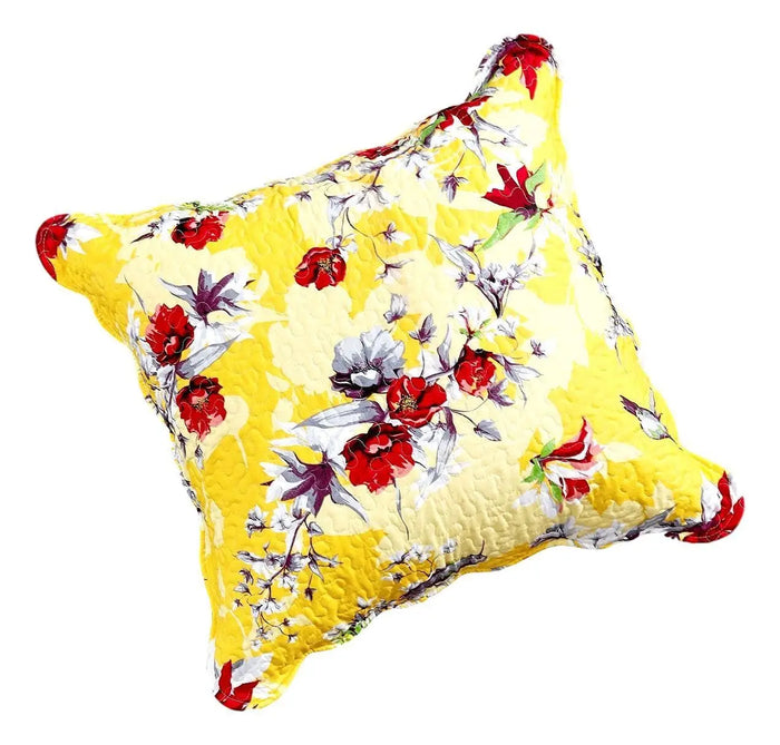 DaDa Bedding Sunshine Yellow Hummingbirds Floral Scalloped Euro Pillow Sham Cover, 26" x 26" (JHW925) by DaDalogy Bedding Collection