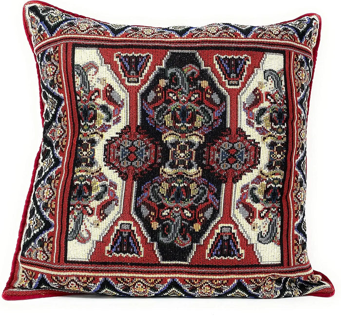 DaDalogy Elegant Majestic Kilim Red Rug Ornate Tapestry Throw Pillow Covers 16" x 16" (18195) by DaDalogy Bedding Collection