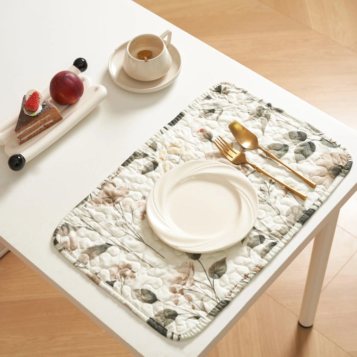 DaDalogy Enchanted Meadow Placemats - Set of 4, Floral Elegance in Beige, Rose, and Soft Green, Premium Soft Microfiber, Perfect for Any Meal, 13x19 Inches by DaDalogy Bedding Collection