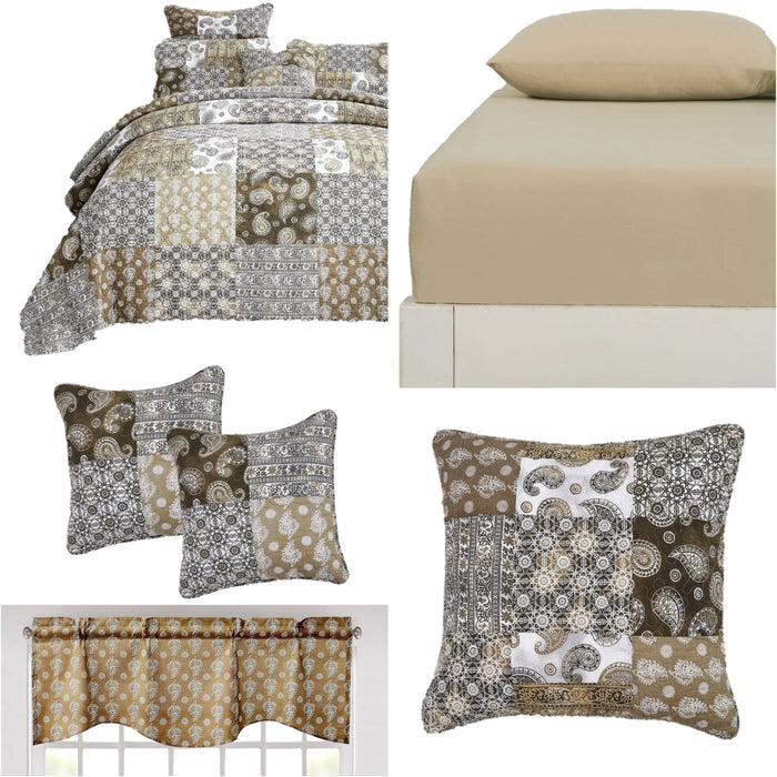 DaDalogy Paisley Dreams Floral Bed in a Bag Set - Olive Brown by DaDalogy Bedding Collection