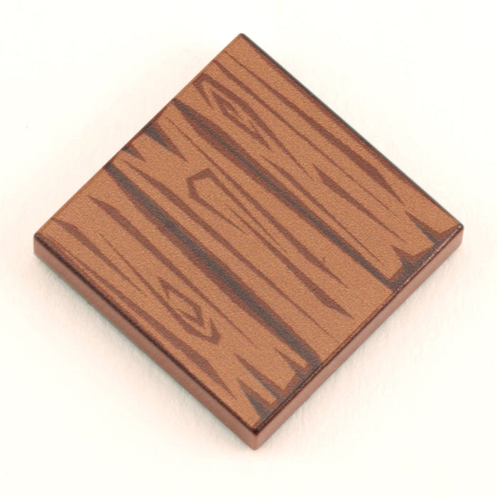 Hardwood Minifig Flooring (Rough, Dark) 2x2 Tile made using LEGO part by B3 Customs