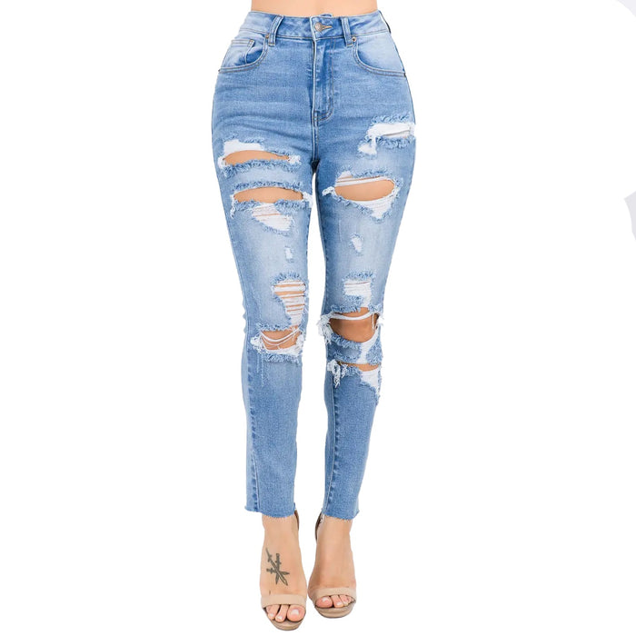 Curvy High Waist Destroyed Jeans by The House of Stylez