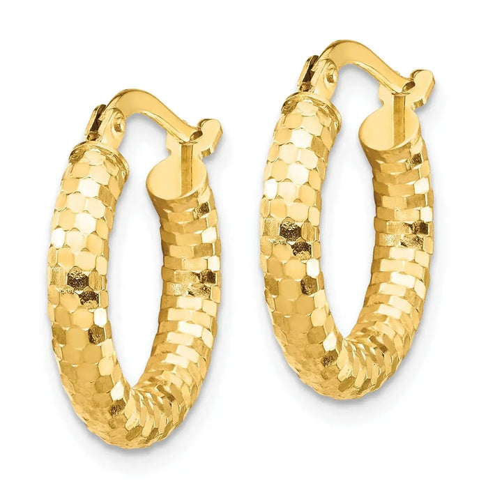 Diamond-cut 14K Gold Hoop Earrings by Fine Color Jewels