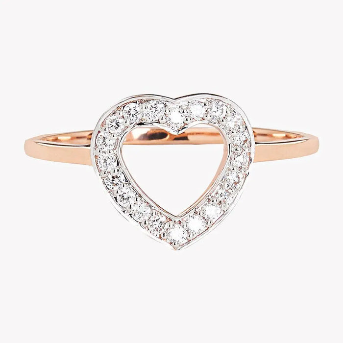 Diamond Open Heart 10k Rose Gold Ring by Fine Color Jewels
