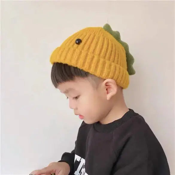 Dinosaur Spike Toddler Beanie | Hand-Knitted Cotton & Wool Winter Hat by ozznekshoes
