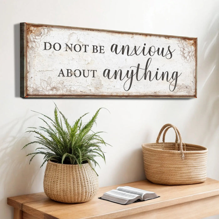 Do Not Be Anxious About Anything Faith Sign by Tailored Canvases
