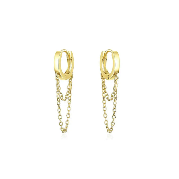 Double Chain Huggies Hoops: Gold by Boutique 23