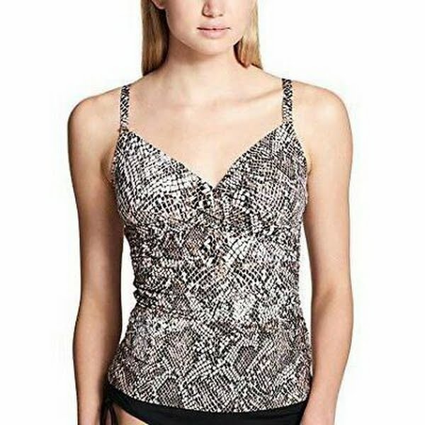 Calvin Klein Chameleon Crossover Tankini Top Women's Swimsuit Nectar,Size XS by Vanessa Jane