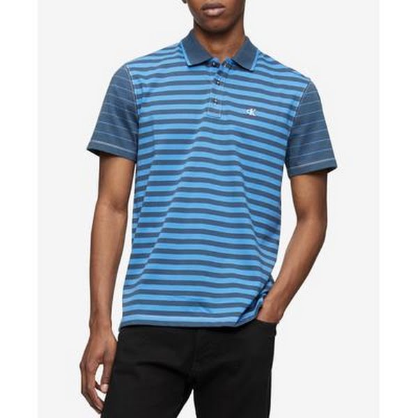 Calvin Klein Mens Striped Monogram Polo Shirt, Size Large by Vanessa Jane