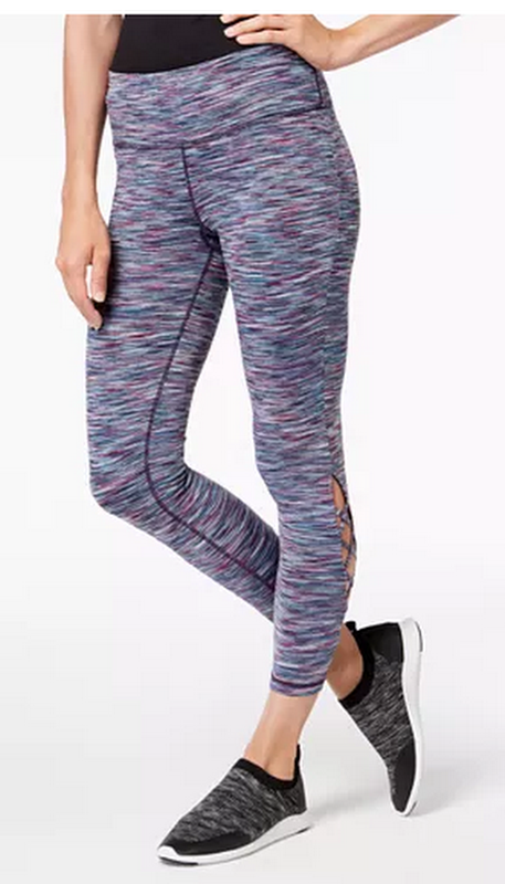 Ideology Space-Dyed Cutout Ankle Leggings, XS/Aqua Teal Space Dye by Vanessa Jane