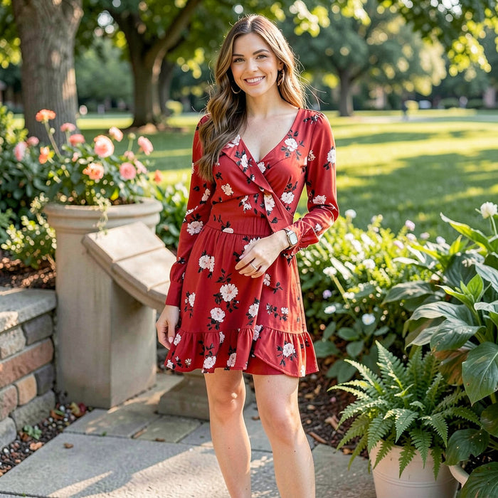 American Rag Juniors Floral Faux Wrap Dress, Size Small by Vanessa Jane
