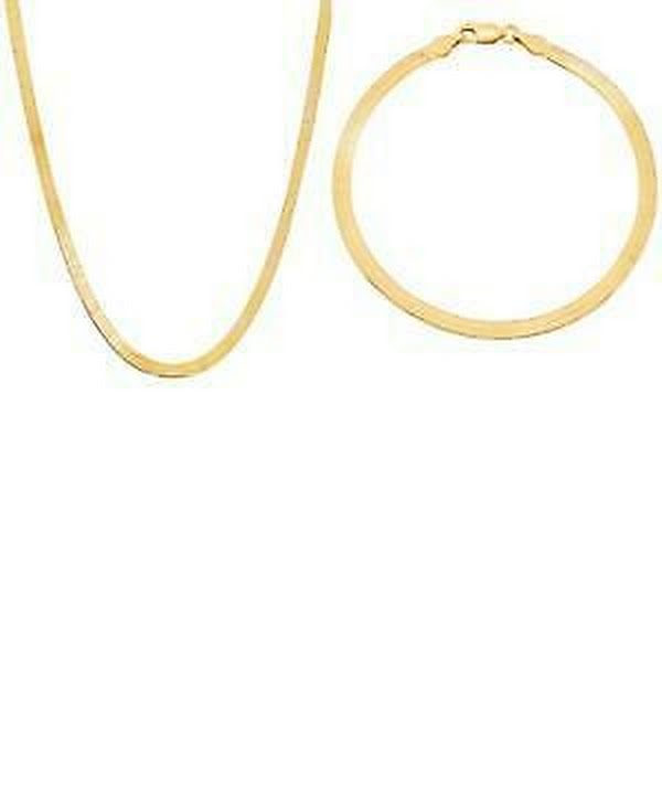 Giant Bernini 2-PC. Set Herringbone Link 20 Chain Necklace and Matching Bracelet by Vanessa Jane