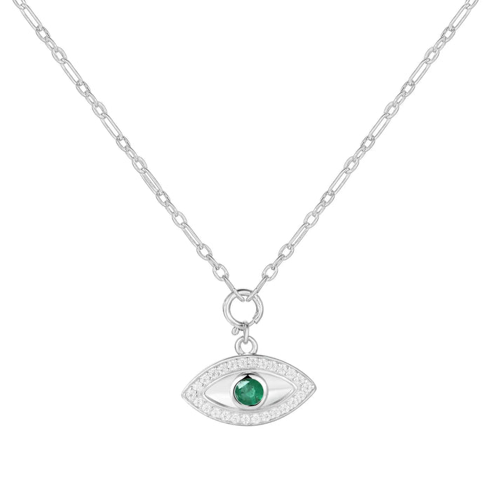 Emerald Evil Eye Necklace by Fine Color Jewels