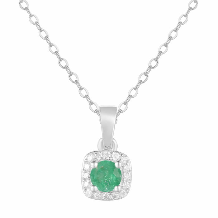 Emerald Halo Necklace by Fine Color Jewels