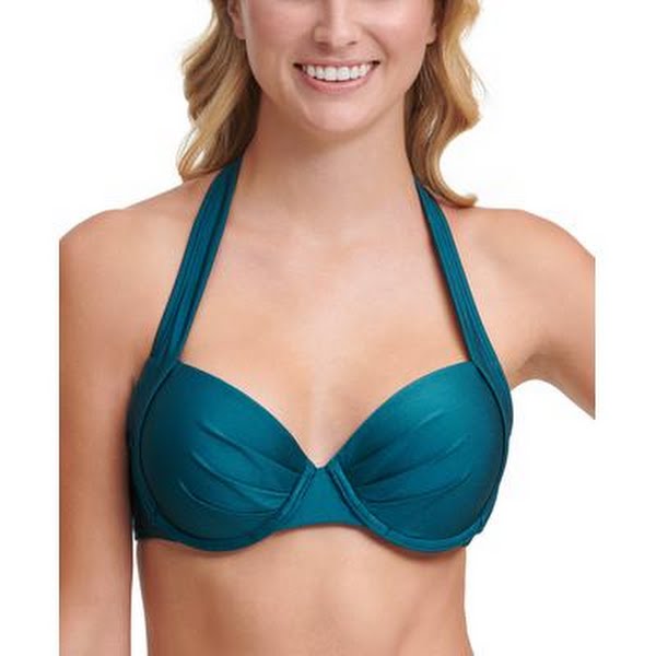 Calvin Klein Pleated Convertible Underwire Bikini Top by Vanessa Jane