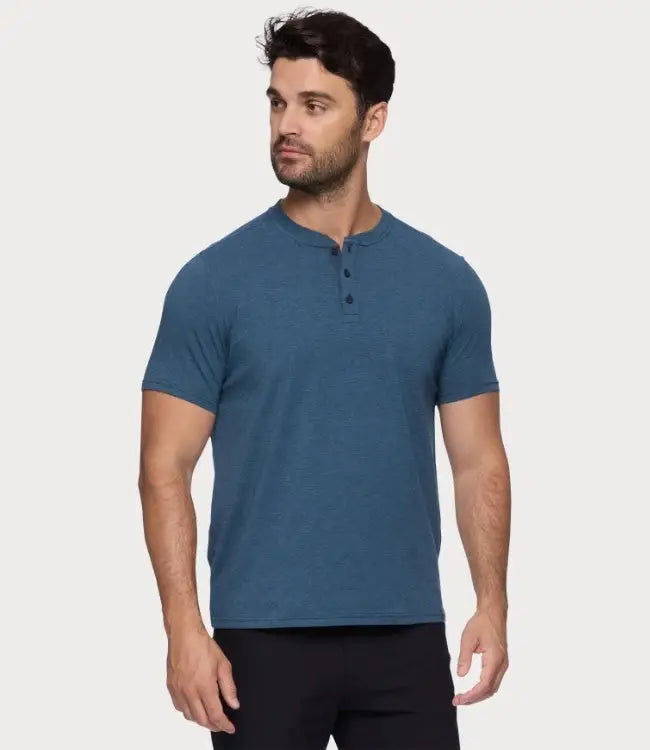 Essential Stretch SS Comfort Henley - Navy by Boutique 23