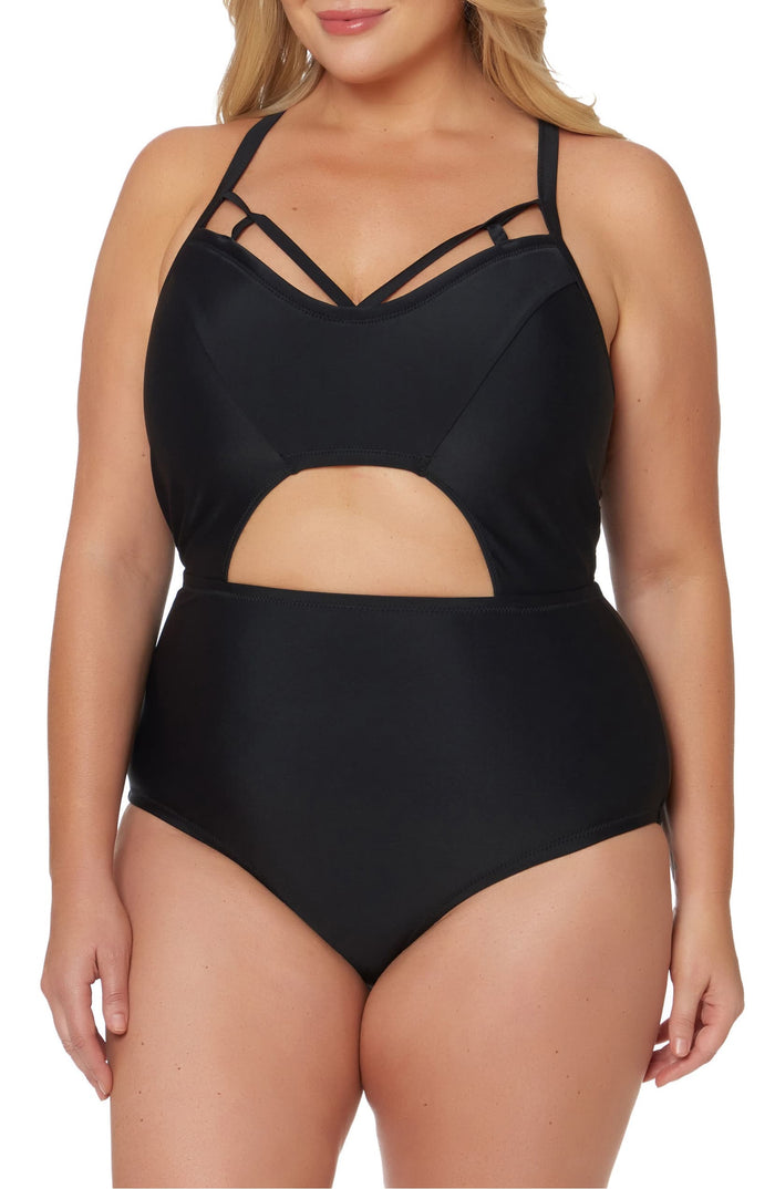 Jessica Simpson Women's Plus Size Cutout One-Piece Swimsuit by Vanessa Jane
