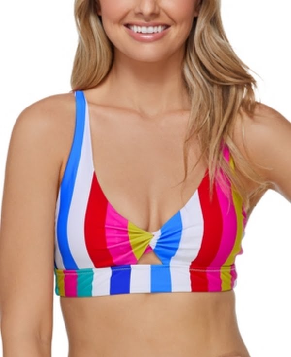 Raisins Juniors’ Coast to Coast Twist-Front Bikini Top Women’s Swimsuit, Small by Vanessa Jane