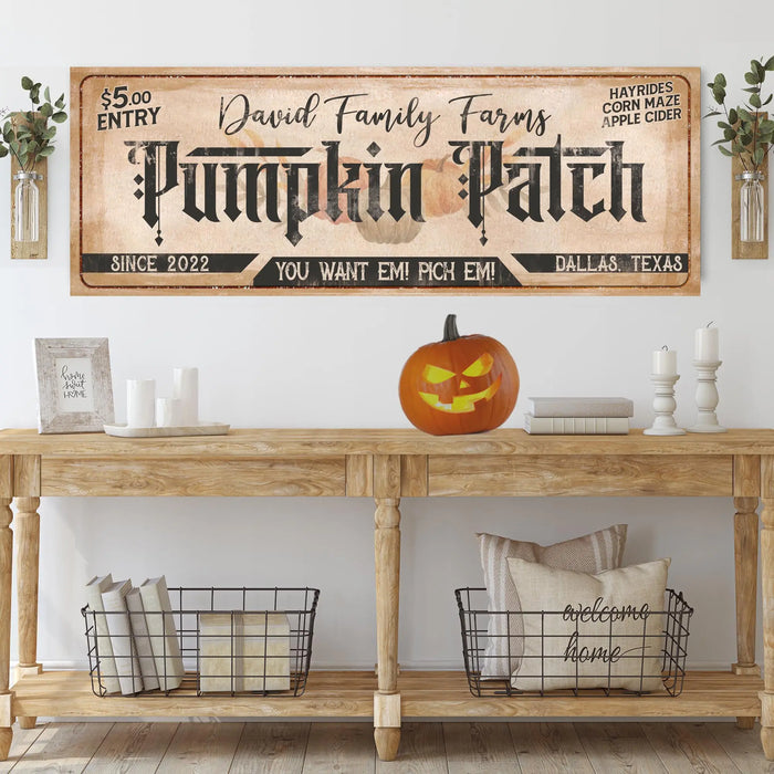 Family Farms Pumpkin Patch Sign II by Tailored Canvases