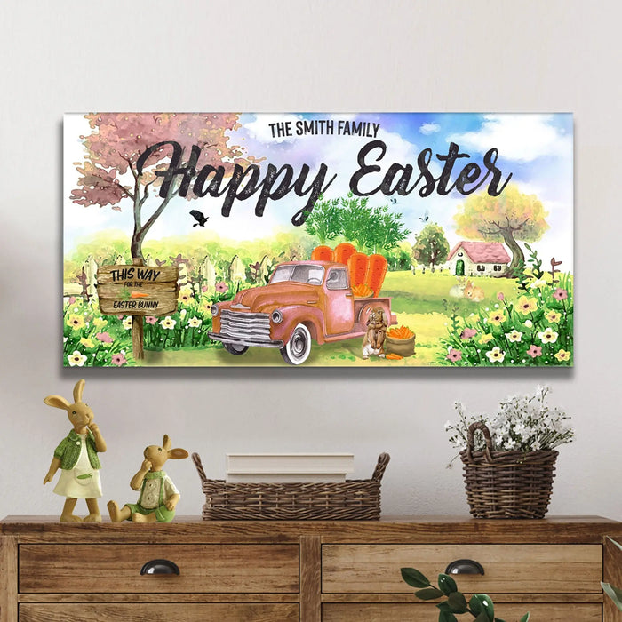 Family Happy Easter Sign by Tailored Canvases