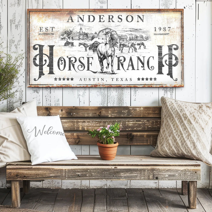 Family Horse Ranch Rustic Sign by Tailored Canvases