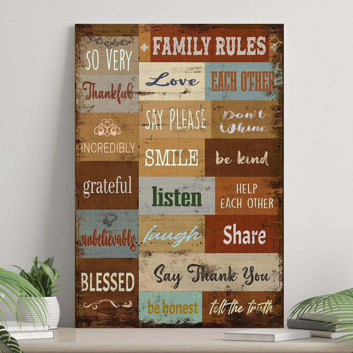 Family Rules Sign by Tailored Canvases