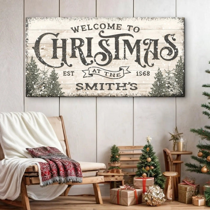Family Welcome To Christmas Sign III by Tailored Canvases