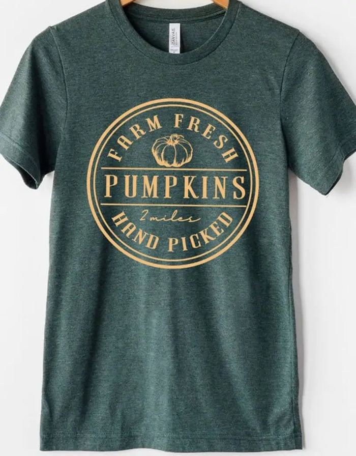 Farm Fresh Hand Picked Pumpkins Tee - Forest Green by Boutique 23