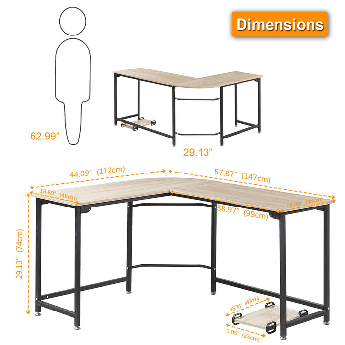 Elephance L-shaped Corner Computer Desk Workstation Wood andMetal Large Size by Vanessa Jane
