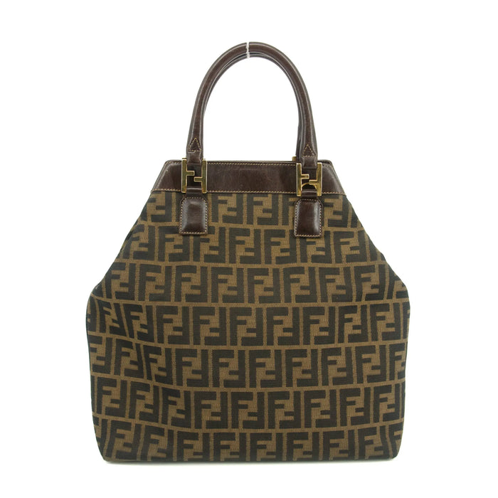 Fendi FF Zucca Leather x Canvas Triangular Brown Tote Bag #3182 by Bolt Boutique