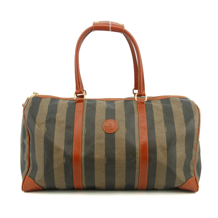 Fendi Pecan Pattern PVC x Leather Boston Bag Brown #3604 by Bolt Boutique